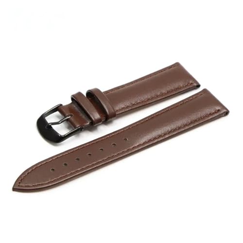 HuanJ Pulsera De Cuero Marrón Con Cierre Oro Rosa, Correa Reloj 18 Mm, 20 Y 22(Dark brown BK,14mm)