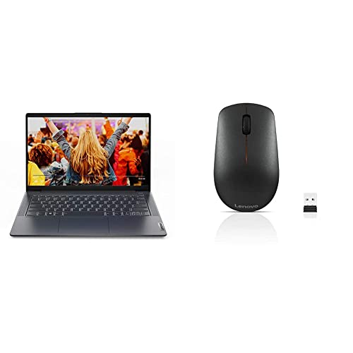 Image of Lenovo IdeaPad Slim 5 AMD Ryzen 7 5700U 14 inch (35.56cm) FHD IPS Thin & Light Laptop (8GB /512GB SSD /Win10 /MS Office /Backlit Keyboard /Fingerprint Reader /1.39Kg), 82LM009AIN + 1200 DPI Wireless Mouse