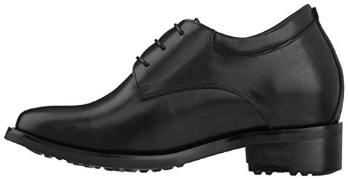Image of Calden Men's Invisible Height Increasing Elevator Shoes - Black Leather Lace-up Lightweight Formal Oxfords - 4 Inches Taller - K59510 - Size 10.5 D(M) US