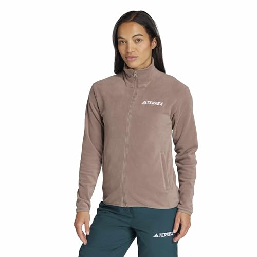 adidas Women's Terrex Multi Essentials Full Zip Fleece Jacket, Trace Brown, XL