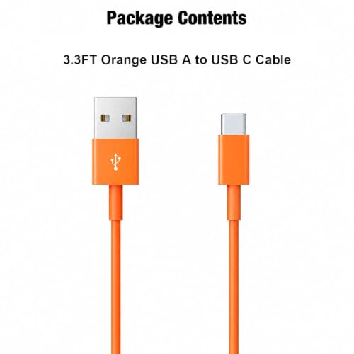 Image of Abysssea USB A to USB C Cable (USB A to USB C (for 17 /16 /15), Orange, 3.3FT)