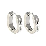 Beydodo Pendientes de aro pequeños para hombre, aretes de aro de acero inoxidable para hombre, en forma de U con circonita cúbica, Regular, Circonia cúbica