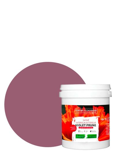 BOX DECO COULEURS Peinture naturelle écologique intérieur extérieur aspect satin Natura - 1L, Violet Prune