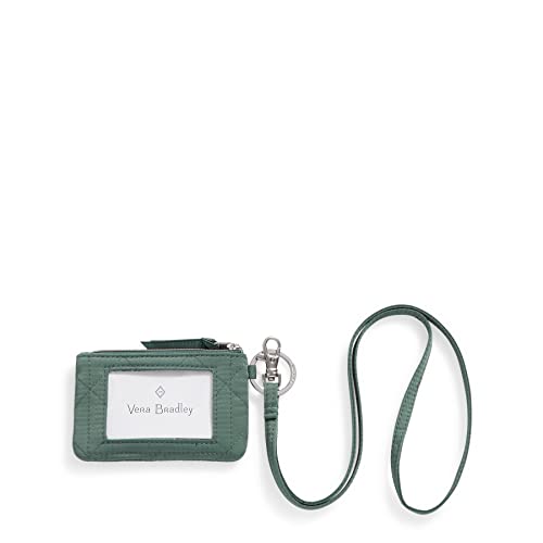 Vera Bradley Women's Performance Twill Zip ID Case and Lanyard Combo, Olive Leaf, One Size