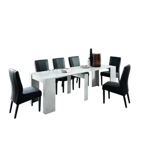 PRICE FACTORY just for you Console Extensible, Collection NOSOL, Couleur Blanc laqué Brillant, Dimensions 54x78cm