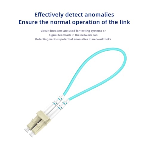 Image of 10pack LC to LC OM3 10Gb Multimode Fiber Optic Loopback, Durable Pull Ring Design for Network Testing and Maintenance
