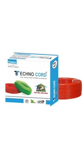 Image of TechnoCord pvc Insulated Wire 90 Meter Copper Wire (RED, 4.00 SQ MM)
