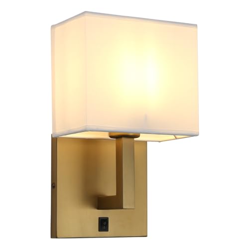 Yosoan Lighting 2 Sets of Vintage Modern Linen Lampshade Wall Light Fittings, Beside LED Wall Lamp with Wall Switched for Living Room Bedrooms Hotel E27 Screw (Antique) - Image 3