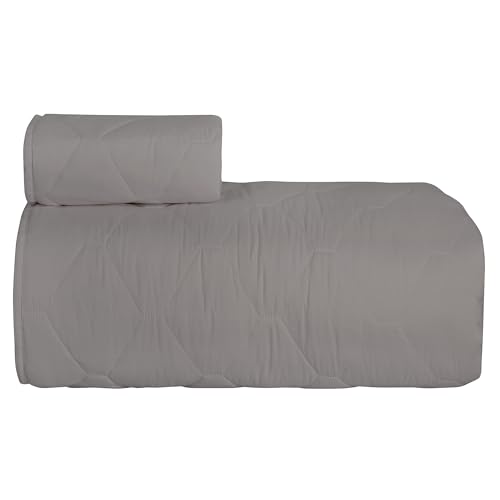 Image of ROYALE LINENS Twin Size 2 pc Quilt Set - Soft Lightweight 100% Microfiber Quilted Set - Solid Bedspread - Quilted Blanket Thin Comforter - Bedding Coverlets for All Seasons (Grey, 1 Quilt- 1 Sham)