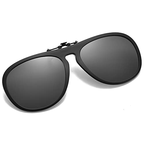 Image of Polarized Clip on Sunglasses Unisex Over Prescription Glasses Flip Up TR90 Frame (Black Lens)