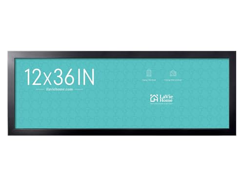 LaVie Home 12x36 Picture Frame Black Panoramic Picture Frame for Wall Decoration Classic Black Minimalist Style Suitable for Decorating Houses Offices Hotels1 Pack