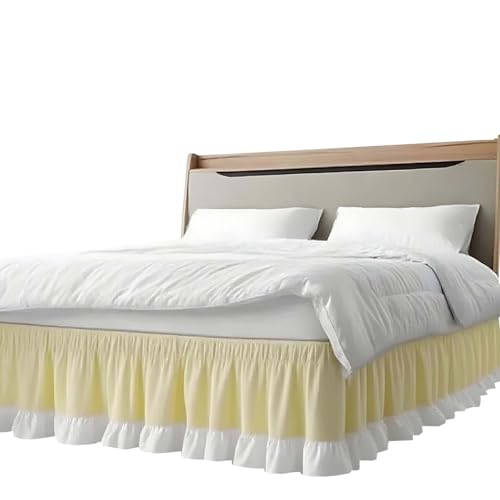Jupe de Lit Cache Sommier à Volants - Enveloppant et Élastique - Hauteur 38cm - Facile à Enfiler et Nettoyer(Light Yellow,100x200+38 cm)