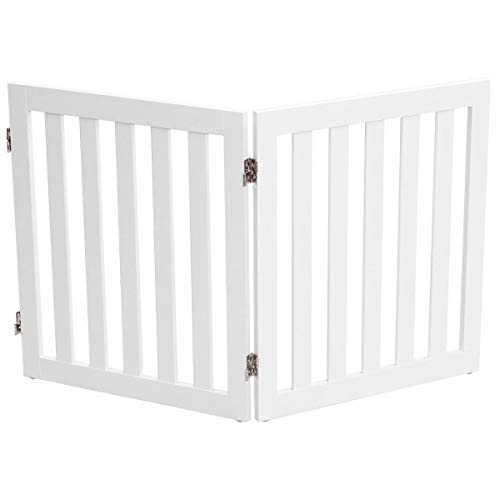 Giantex 24 Wooden Doge Gate, Configurable Freestanding Pet Gate for Small to Medium Sized Pets, Step Over Fence, Foldable Panels for House Doorway Stairs Extra Wide Pet Safety Fence (40'' W, White)