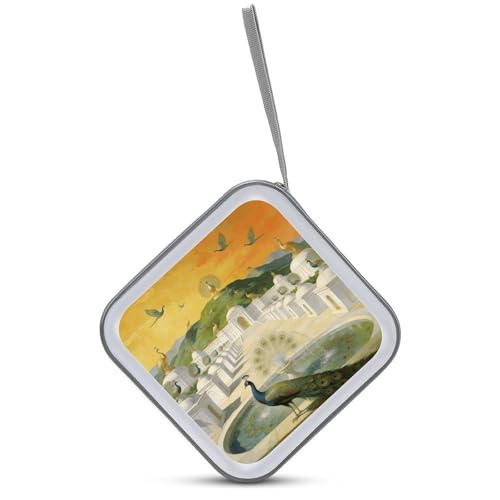 Bolsa de almacenamiento grande para CD diseño pavo real rígida 4