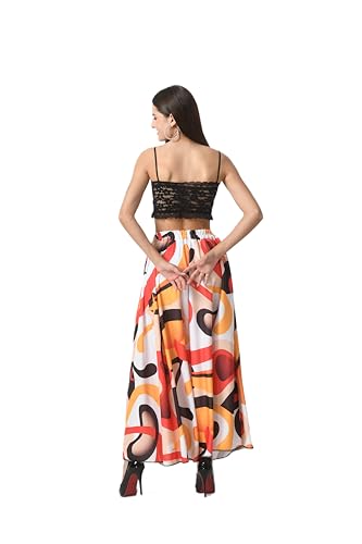 Image of VAGISHA Printed Casual Long Western Skirts for Women's & Girls |Stretchy Flared Maxi Skirt|Elastic Waist Skirts|Western Ethnic Skirts