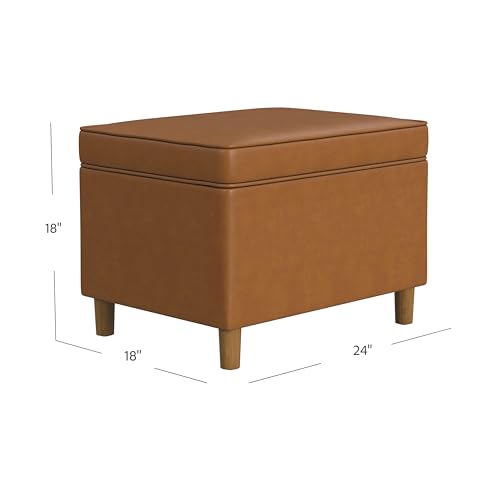 Image of HomePop 24 inch Dinah Collection Storage Ottoman - Carmel Faux Leather