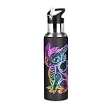Blue Purple Green Dragon Sports Water Bottle with Straw Lid Boys Girls Vacuum Insulated Water Flask Leakproof Stainless Steel School Sport 20 Oz