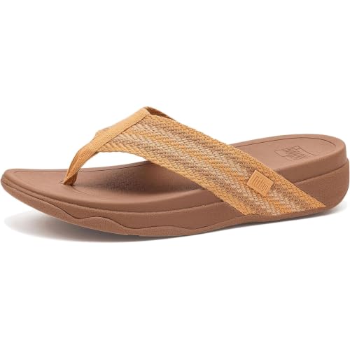 Image of FitFlop Women's SURFA Stripe-Webbing Toe-Post Sandals | Lightweight Flip Flops with Cushioned Comfort, Arch Support & Grip