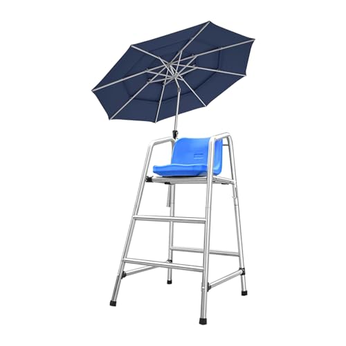 Chaise d'arbitre amovible extérieure avec support parasol intégré - 2