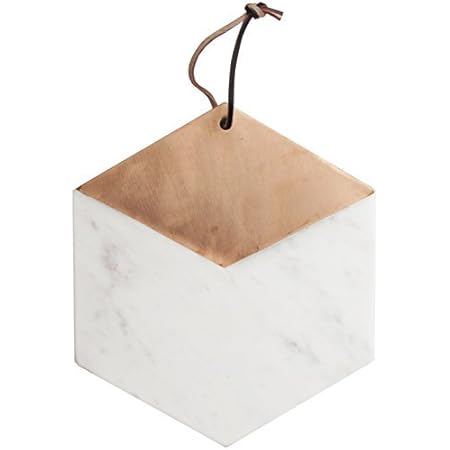 American Atelier Modern Hexagon Shaped Marble Cutting Board | Marble Cutting Boards for Kitchen | Marble Charcuterie Board | Marble Cheese Board | Marble Slab for Cheese, Charcuterie, Bread, & More