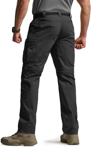 Image of CQR Men's Convertible Cargo Tactical Pants, Water Resistant Outdoor Hiking Pants, Zip Off Lightweight Stretch Work Pants