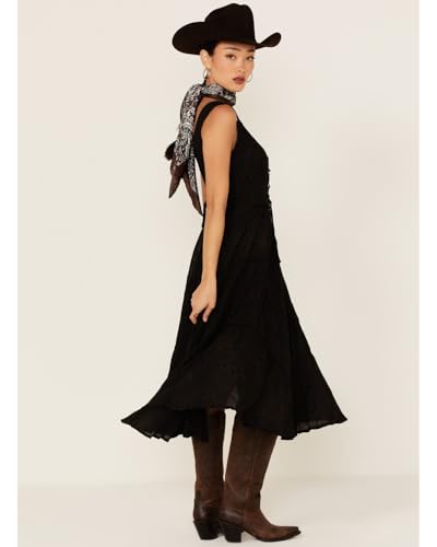 Image of Scully Ash Grey Full Length Lace-Up Front Womens Sleeveless Dress HC118