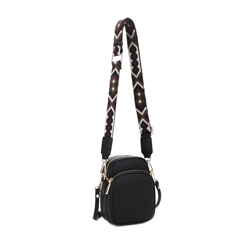 Small Crossbody Bag for Women, Triple Compartment Shoulder Bag with Double Strap
