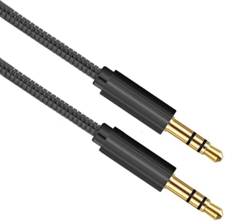 jixik 3.5 mm Jack Audio Cable 3.5mm Male to Male Stereo Stainless Steel Spring Hose Gold Plug Stereo Cable Auxiliary Cord for Cell Phone Car MP3 Player Headphone Speaker AUX Cable (Black)