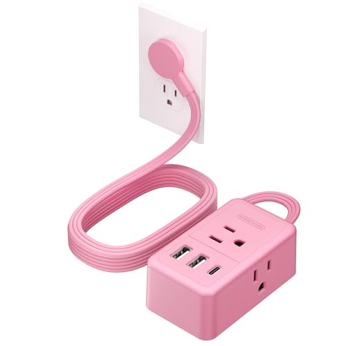 NTONPOWER Short Extension Cord 6 inch,Flat Outlet Extender with 3 AC Outlets 3 USB (1 USB-C) Mini Extension Cord Flat Wall Plug for Home Office
