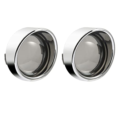 Pbymt 4Pcs Smoke Turn Signal Lens Cover 2" Bullet Visor-Style Chrome Bezels Compatible For Harley Davidson Dyna Street Glide Road Softail Custom Cruiser 2000-2023 #TOP5