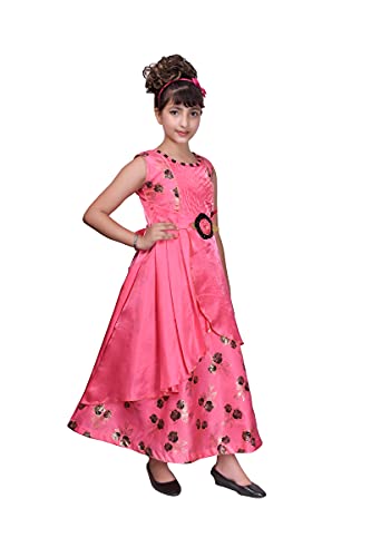 Image of Sky Heights Girl's Silk Blend Fit and Flare Maxi Wedding Dress