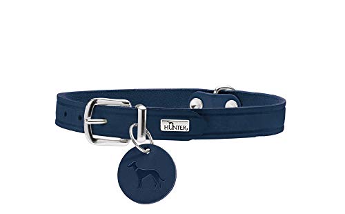 HUNTER Aalborg - Collar de Piel para Perro (32 (XS), Color Azul Oscuro