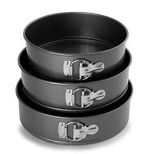 Urban Platter Black Aluminium Non-Stick Lift-and-Serve Quick Release Springform Baking Pan Cake Tin Moulds (Set of 3)
