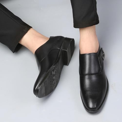 Men's Dress Loafer Shoes Monk Strap Slip On Loafers Black Shoe Casual Work Business Wedding Party Dressy Footwear2
