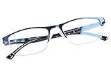 FONHCOO Halbrand Lesebrille Herren Halbbrille Damen Lesehilfe für Senioren Sehhilfe mit Blaulichtfilter Halbrandbrille in Blau, 1,5 Dioptrien