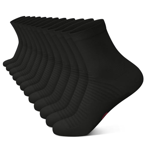 Compression Running Ankle Socks for Men and Women (6 Pairs), Quarter Athletic Socks for Running...