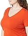 Amazon Essentials Women's Plus Size Short-Sleeve V-Neck T-Shirt, Pack of 2, Charcoal Heather/Tomato Red, 3X
