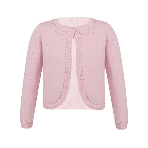 easyforever Kids Girls Lace Floral Cardigan One Button Closure Long Sleeves Bolero Shrug Knit Sweater Dress Cover Up