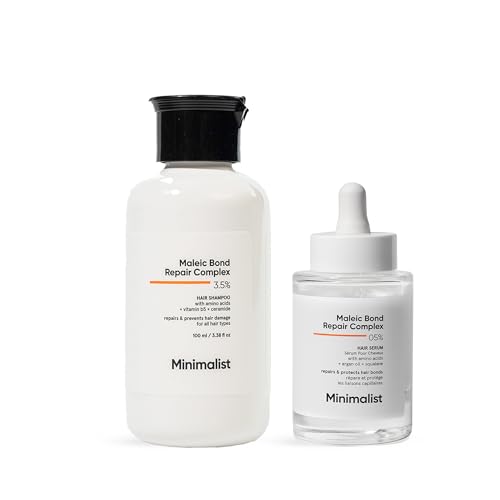 Image of Minimalist Bond Repair Hair Duo for Damaged & Frizzy Hair | Maleic Bond Repair Shampoo + Hair Serum | Repairs Weak Hair Bonds, Reduces Breakage & Controls Frizz | For Women & Men