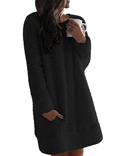 ORANDESIGNE Fleecekleid Damen Flauschig...