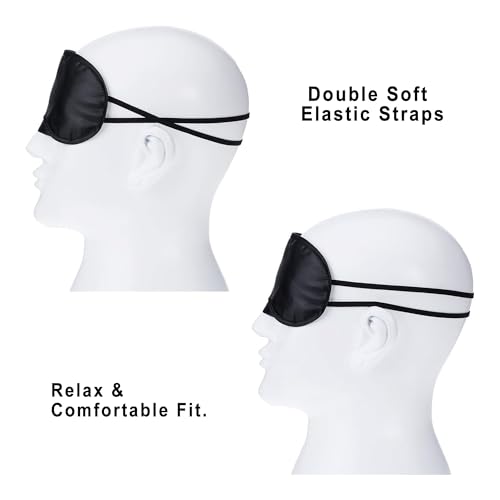 Image of Sleeping Eye Mask Kit for Men & Women | 100% Light Blocking, Soft and Washable Blindfold for Deep Sleep | Elastic Strap | Ear Plugs Included | (Large Size - Black)