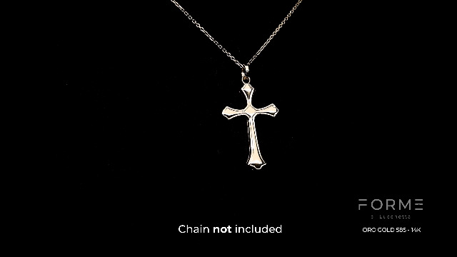 Pendentif Jésus-Christ Croix Or Jaune 14 Carats Lucchetta - Bijou Baptême Sans Chaîne