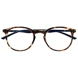OPULIZE MET Blue Light Blocking Reading Glasses for Women Men, Slim Round Frame with Scratch Resistant and Spring Hinges, Computer Glasses with Anti-Reflective, Brown +0 (Pack of 1)