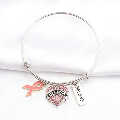 Gzrlyf Breast Cancer Survivor Bracelet Necklace Breast Cancer Awareness Gifts for Survivor Fighter4