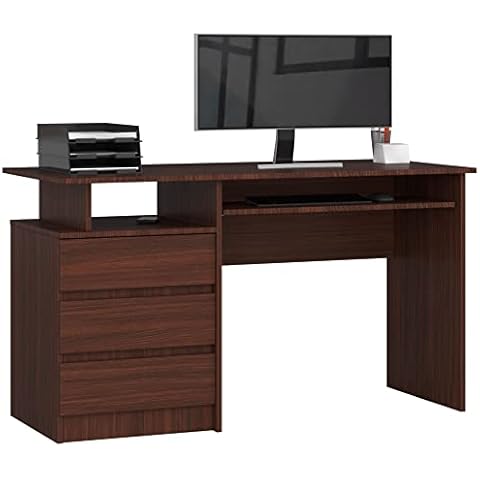 PC-Schreibtisch CLP 135 mit Tastaturablage | Office Desk | Computertisch | Bürotisch mit Tastaturablage | 3 Schubladen, 1 Ablagefach, B135 x H77 x T60 cm, 45 kg Cover