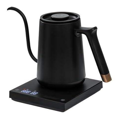 TIMEMORE Fish Smart Electric Coffee Kettle 600ML, Gooseneck Pour Over Kettle for Coffee and Tea Variable Temperature Control, Home Edition Black Cover