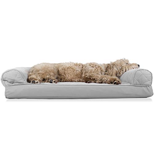 Furhaven Pet Dog Bed | Orthopedic Quilted Traditional Sofa-Style Living Room Couch Pet