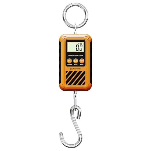 Image of UNIWEIGH Digital Hanging Scale,Mini Crane Scale 300kg /660lb with Hold&Tare | Postal Luggage Scale with LCD Display,Portable Handheld and Large Hook,Deer Scale for Garage Farms Hunting Fish Travel Hays