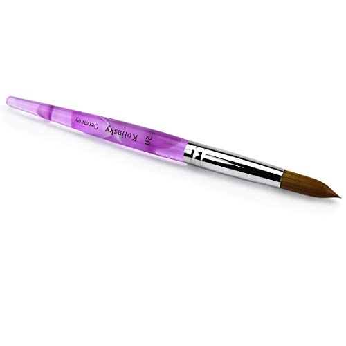#20 Kolinsky Professional Painting Nail Acrylic Brush Purple Handle Acrylic Pincel Liquid Powder Pen Pack of 1, HJ-NB012-#20