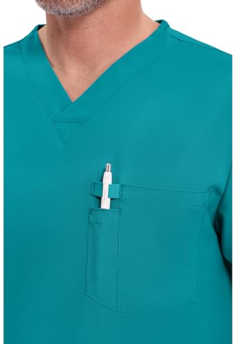 Image of Dickies EDS Essentials Scrubs for Men V-Neck 360 Stretch Medical Scrub Top | Relaxed Fit, 2 Pocket Design, 360 Stretch, Moisture Wicking Fabric, Durable Construction, Side Vents, Easy Care